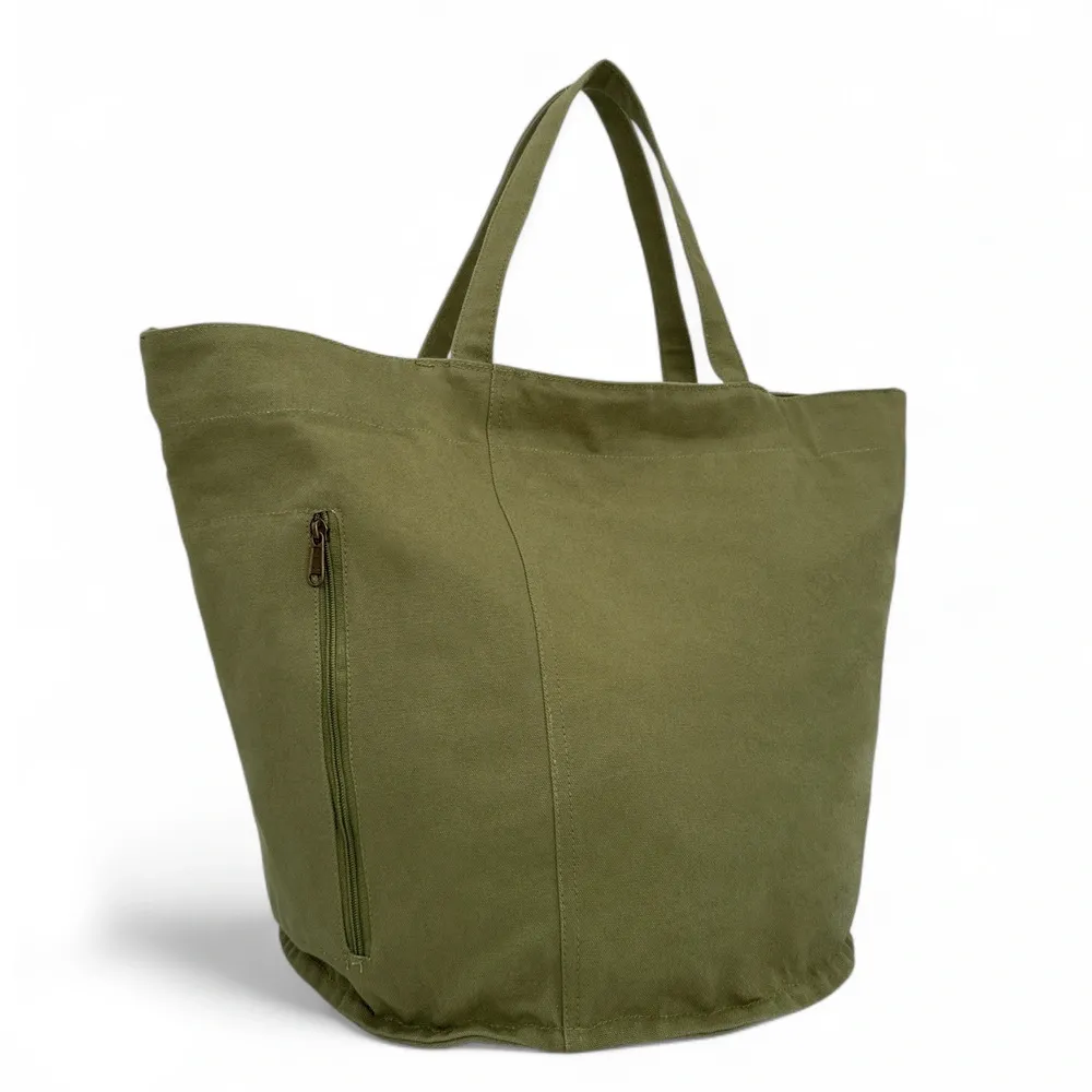 Grand sac en coton et perles I SEA YOU Kaki – Image 3