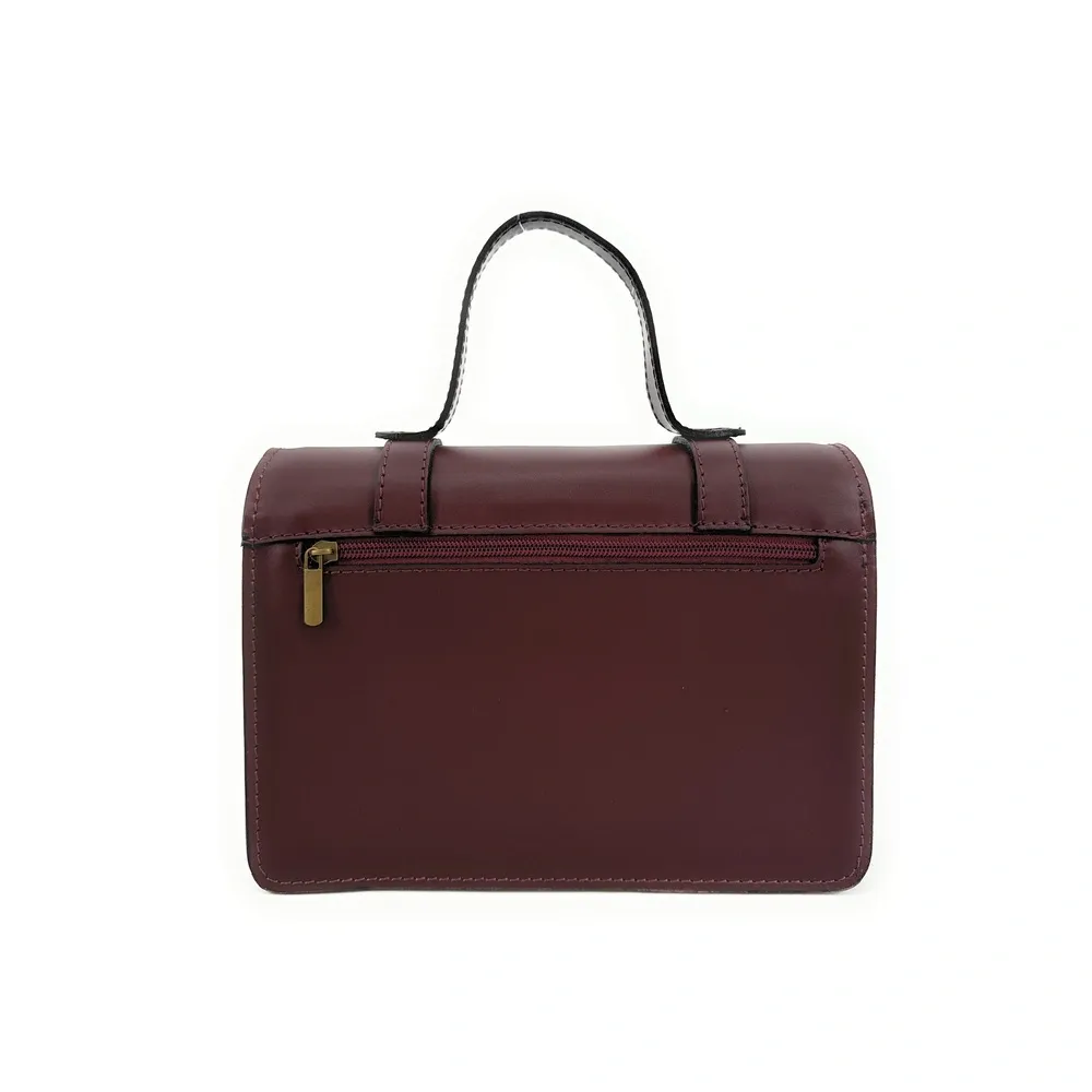 Sac à main en cuir lisse SAND Rouge bordeaux – Image 4