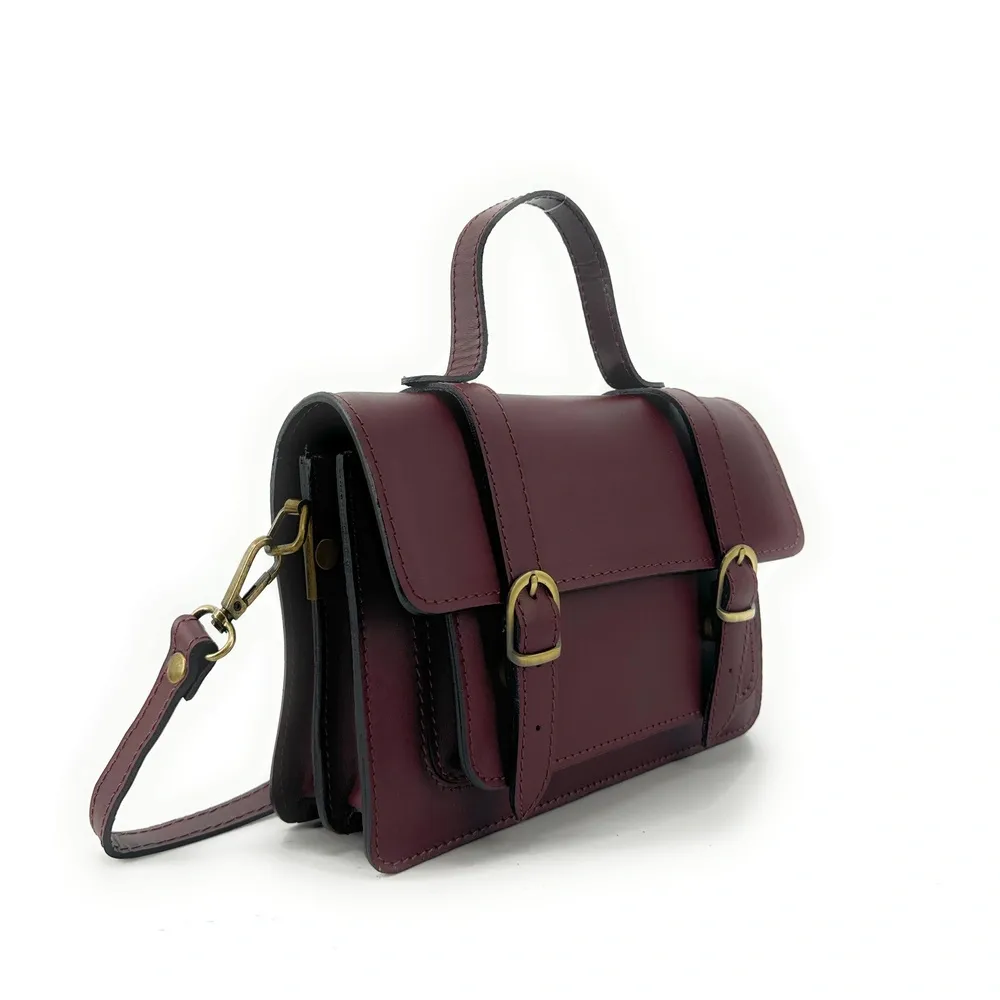 Sac à main en cuir lisse SAND Rouge bordeaux – Image 3