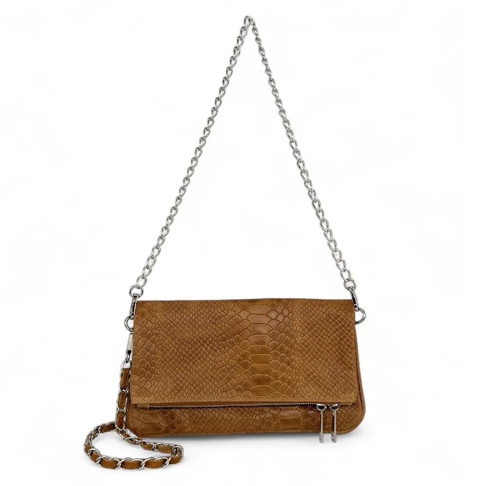 Sac pochette en cuir embossé ROXANE PYTHON Camel – Image 2