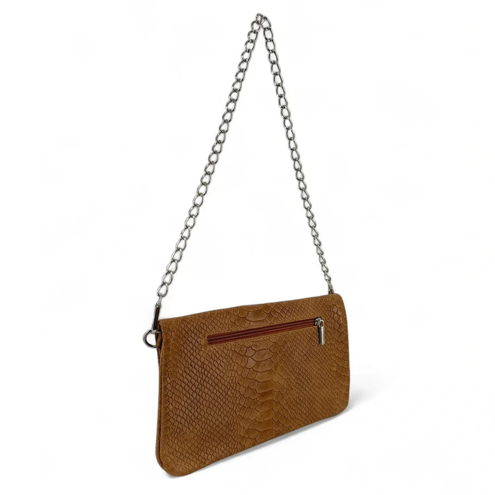 Sac pochette en cuir embossé ROXANE PYTHON Camel – Image 5